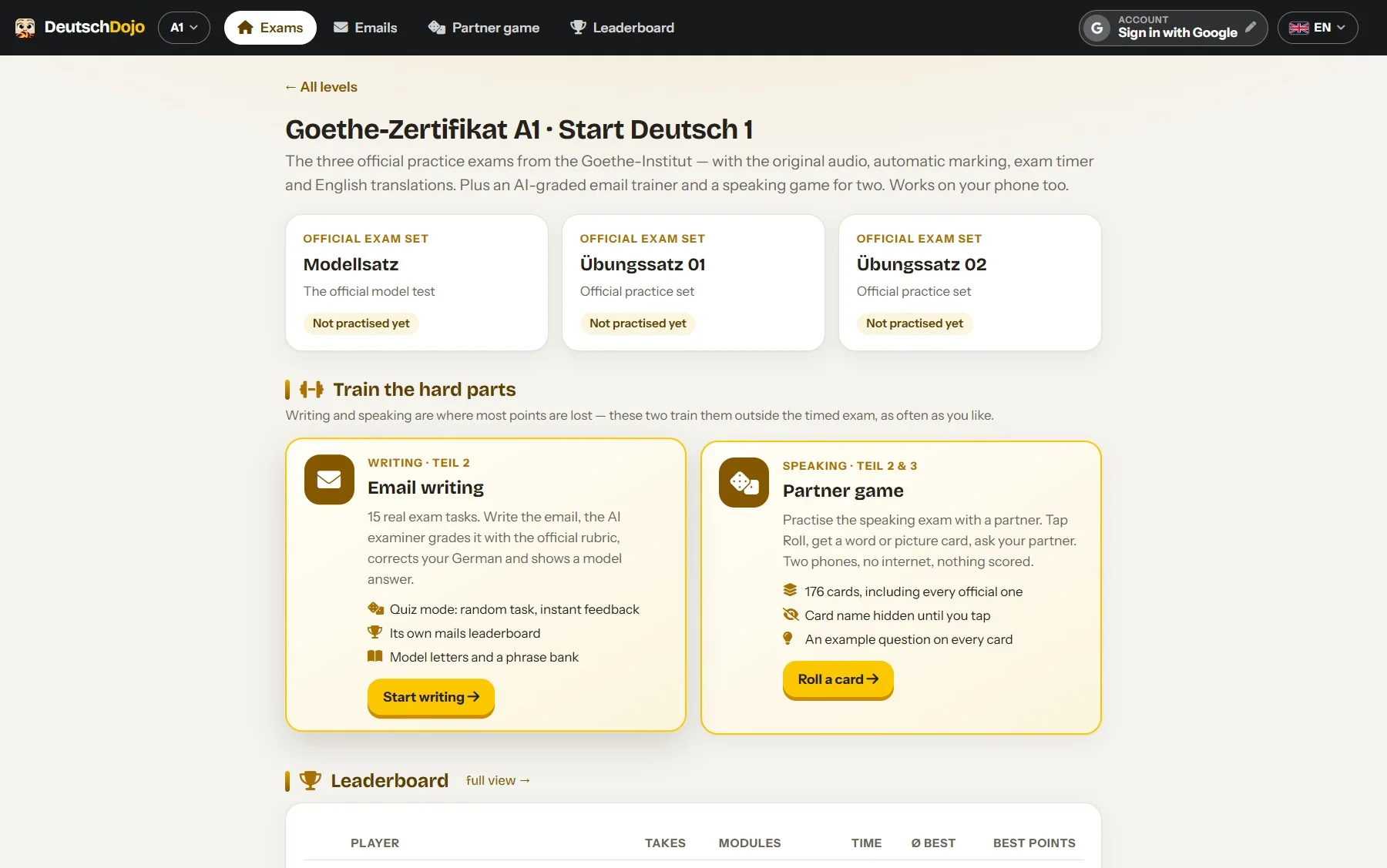 Deutsch Dojo — one of seven products on the shared stack