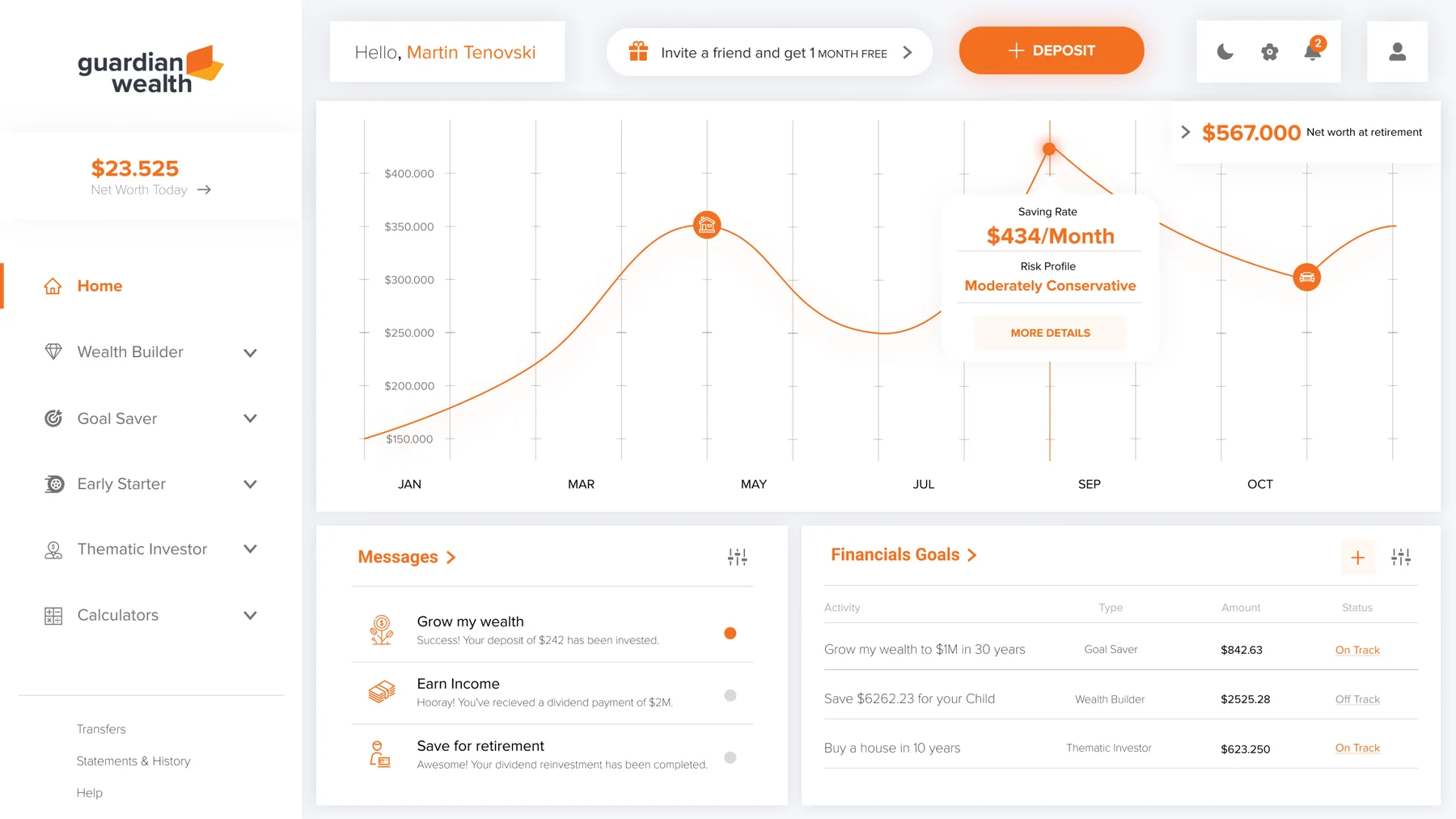 Home dashboard — light mode