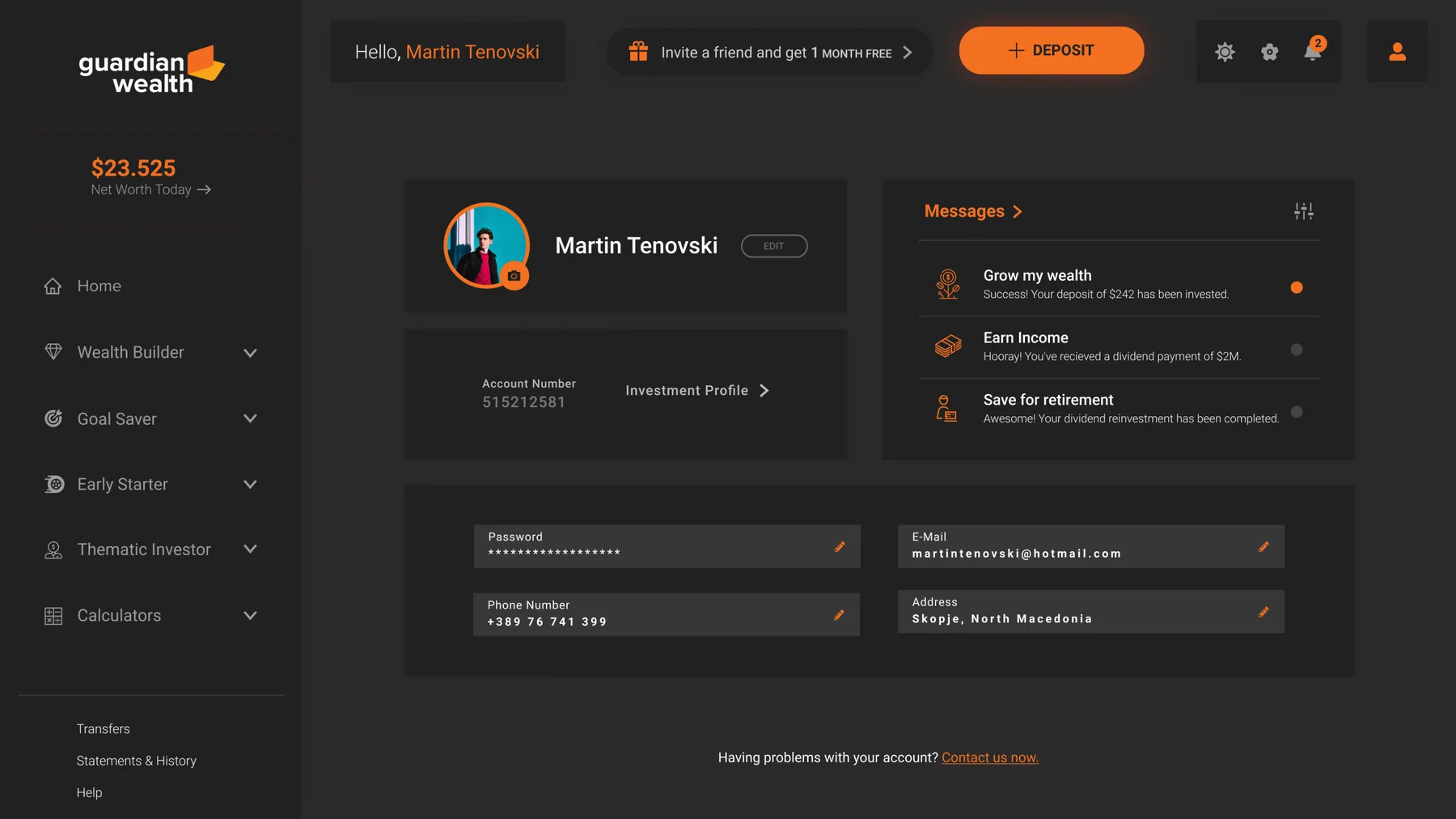 Profile — community and personal finance combined