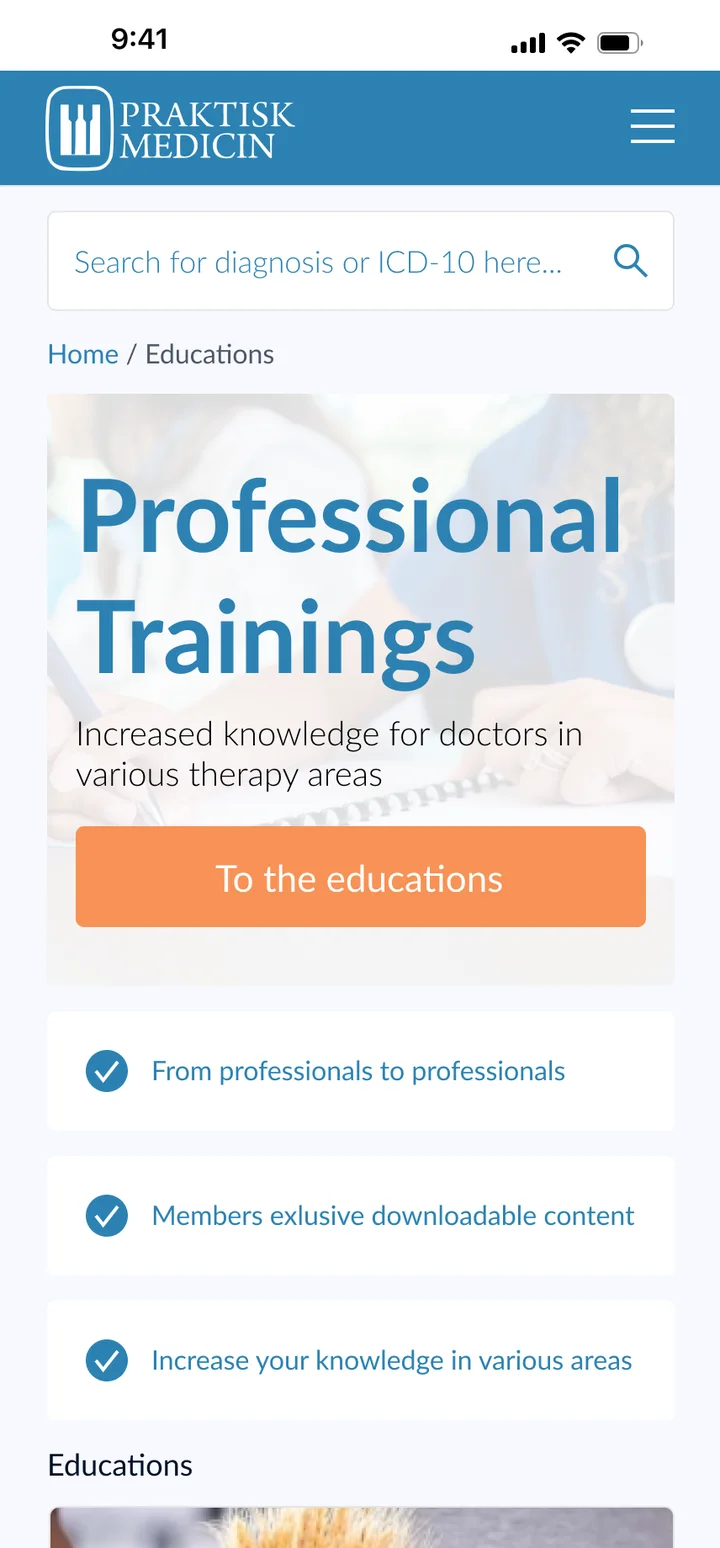 Mobile academy — touch-friendly elements at clinical scale