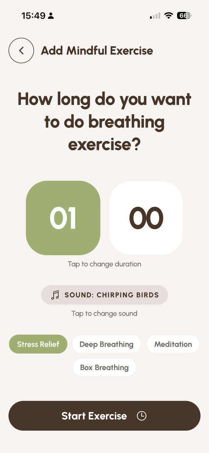 Mindful exercises — guided breathing with soundscapes